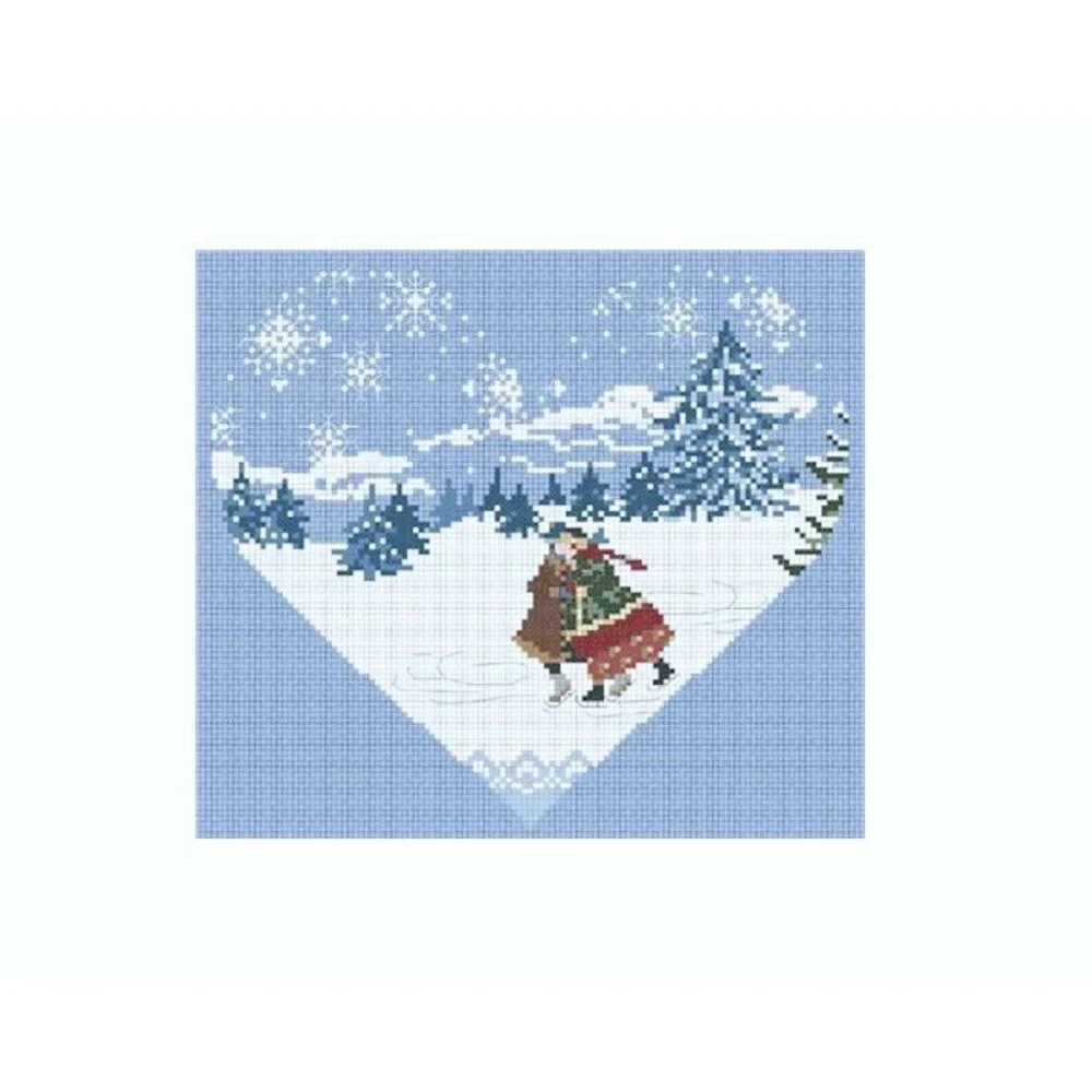 Madame la Fee Coeur Lac Gele' Cross Stitch Pattern Winter Ice Skating Snow New